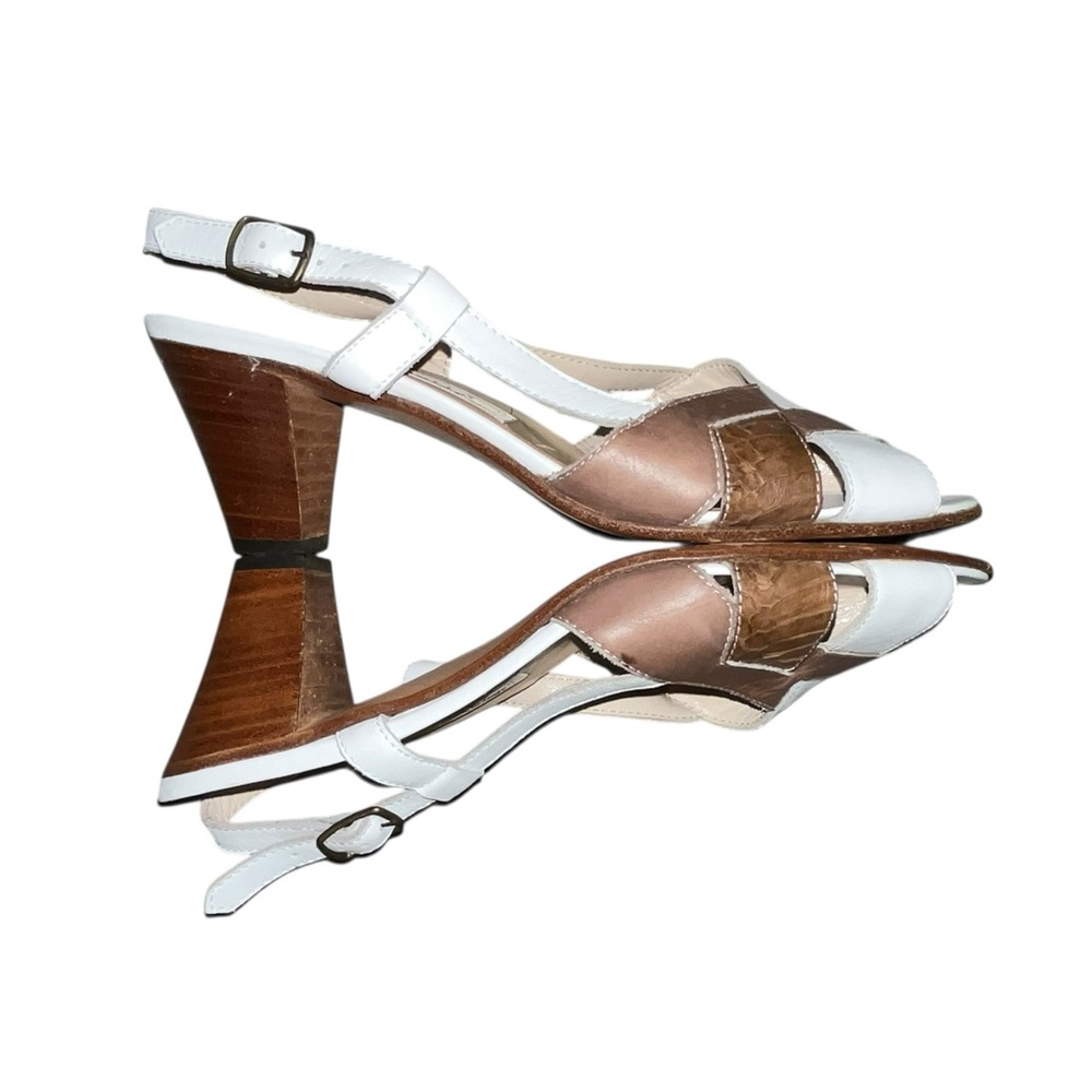 Vintage Brown & White Slingback Heels Size 7.5
